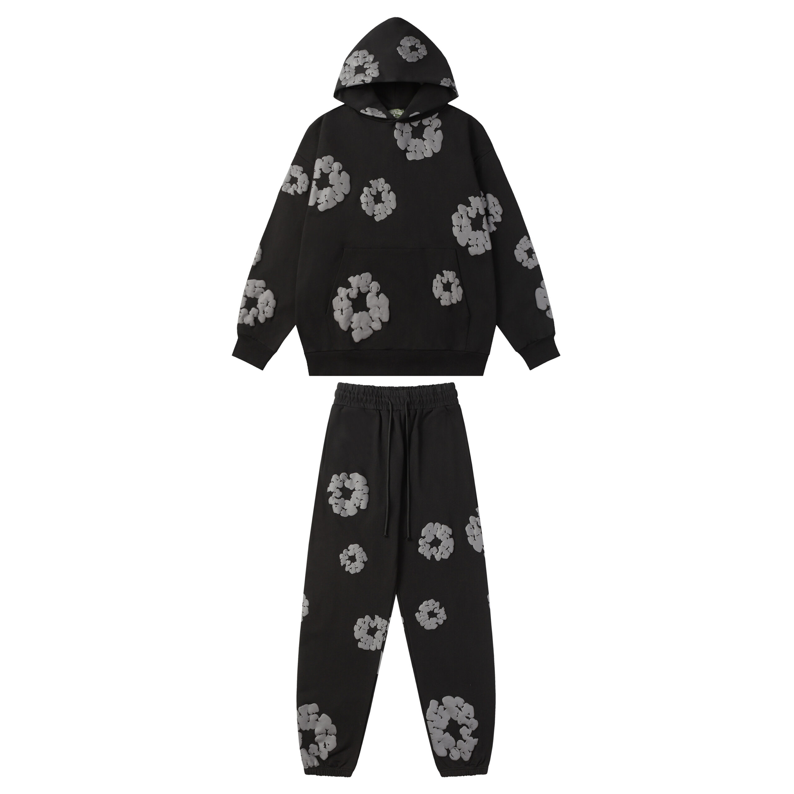Conjunto Denim Tears "Black with Gray Flowers"