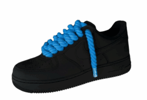 Nike Air Force 1 "Black & Bright Light Blue Braid"