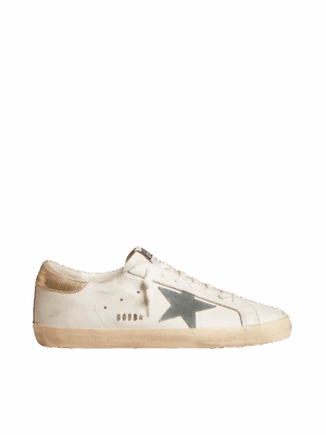 Golden Goose "Super-Star Suede Star & Platinum Snake-Print Leather Heel"