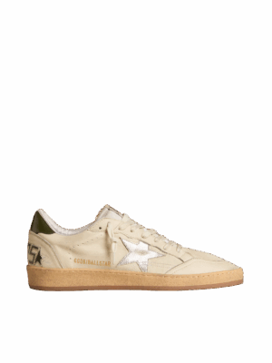 Golden Goose "Ball Star Silver Leather Star & Green Leather Heel"