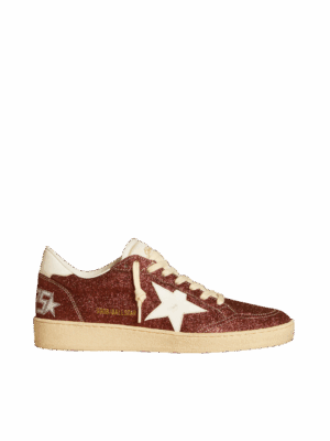 Golden Goose "Ball Star Burgundy Glitter White Leather Star & Heel"