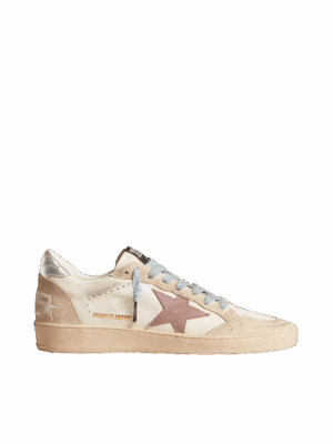 Golden Goose "Ball Star LTD White Nappa & Pearl Suede Mauve Leather Star"