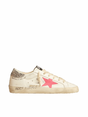 Golden Goose "Super-Star LTD Fluorescent Lobster Suede Star & Glitter Heel"