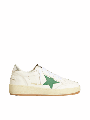 Golden Goose "Ball Star Green Leather Star & Metallic Leather Heel"