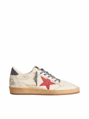 Golden Goose "Ball Star LTD Red Star & Lizard-Print Heel"
