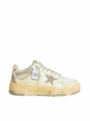 Golden Goose "Forty2 White Leather Swarovski Laces & Gray Star"