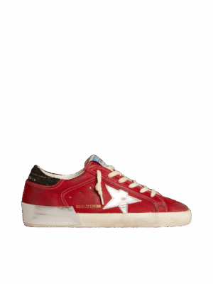 Golden Goose "Super-Star LTD Red Nubuck Leather Star & Glitter Heel"