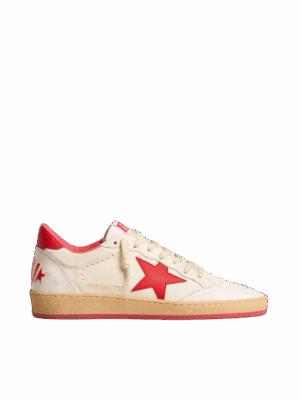 Golden Goose "Ball Star Wishes White Leather Red Star & Heel"