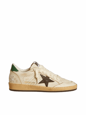 Golden Goose "Ball Star Black Leather Star & Green Leather Heel"