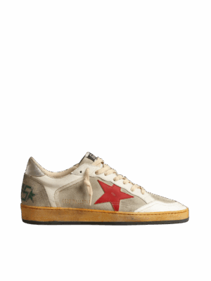 Ball Star in gray suede with red star and silver heel tab