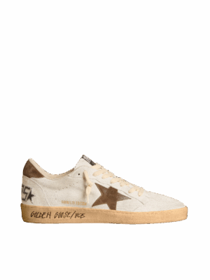 Golden Goose "Ball Star White Nubuck Leather Brown Suede Star & Heel"