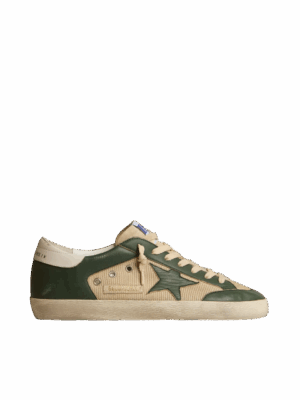 Golden Goose "Super-Star LTD Cream Mesh & Green Nappa with Nappa Star"